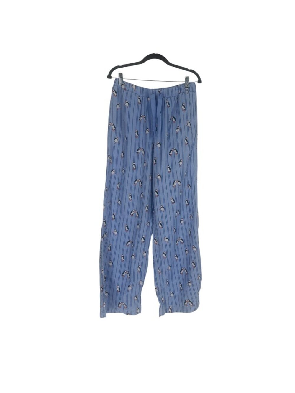 Lands End Cotton Pajama Pants Small Blue Animal Print Drawstring Lounge Pants